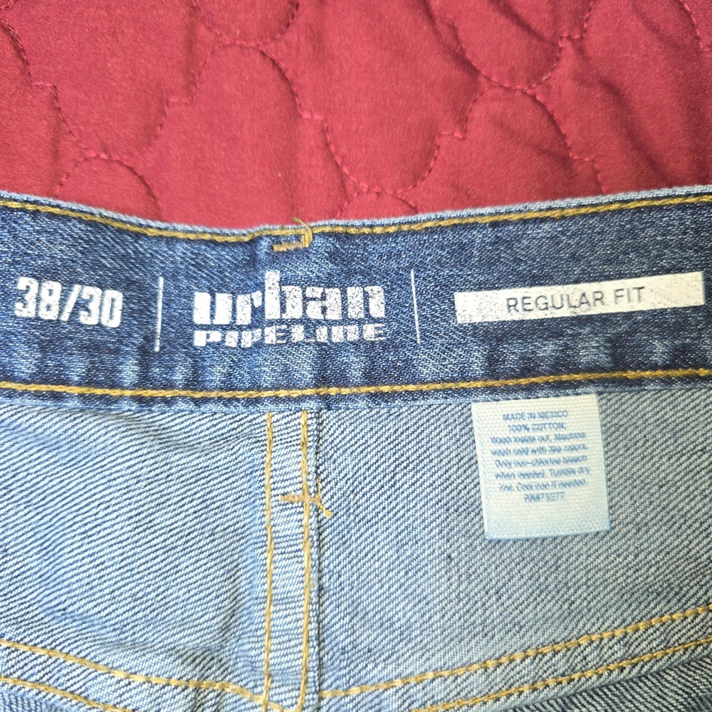 Urban Pipeline Regular Fit 38/30 Mens Jeans Stonewash Sits on Waist Straight - Picture 2 of 12